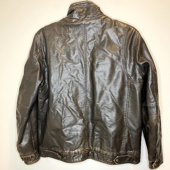 Levi's Mens Faux Leather Jacket with Sherpa Lining Brown Size Large - Picture 6 of 10